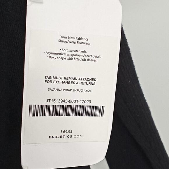 Fabletics Women's Black Knit Savanna Wrap Shrug Sweater NWT Size XS 4 - Picture 3 of 14